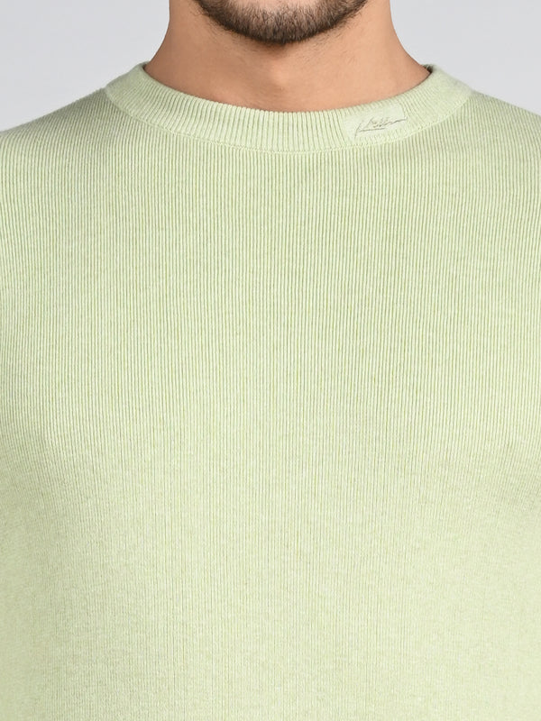 Killer Men Round Neck Light Green Sweaters