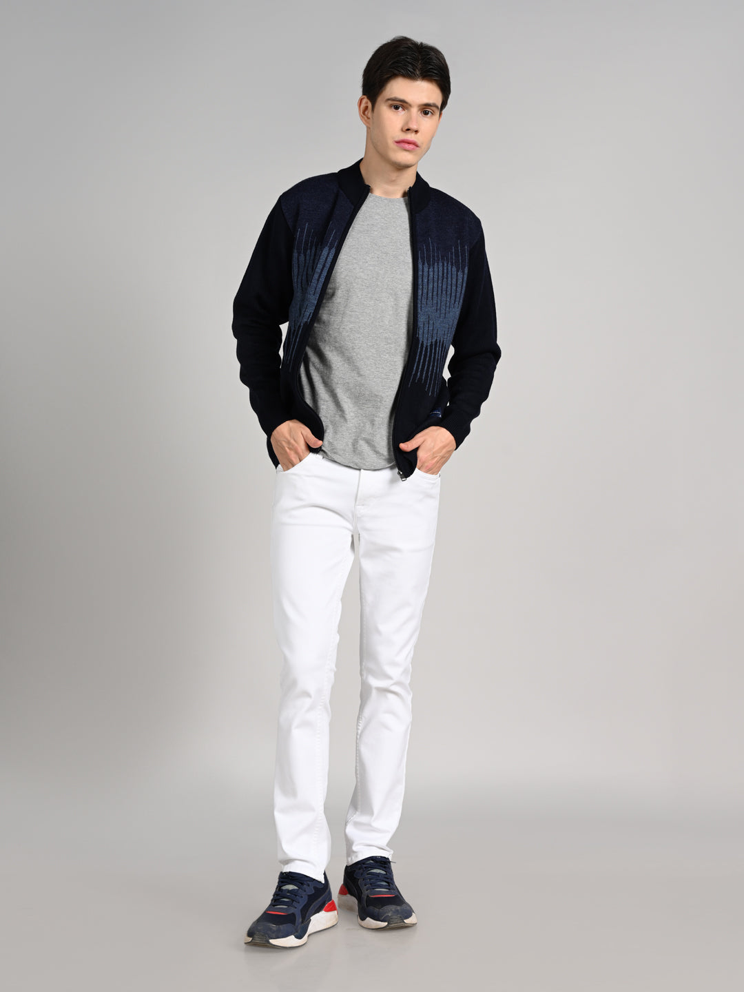Killer Men Round Neck Navy Sweaters