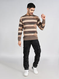 Killer Men Round Neck Brown Sweaters