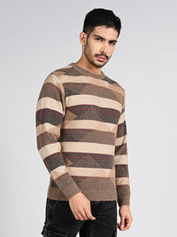 Killer Men Round Neck Brown Sweaters