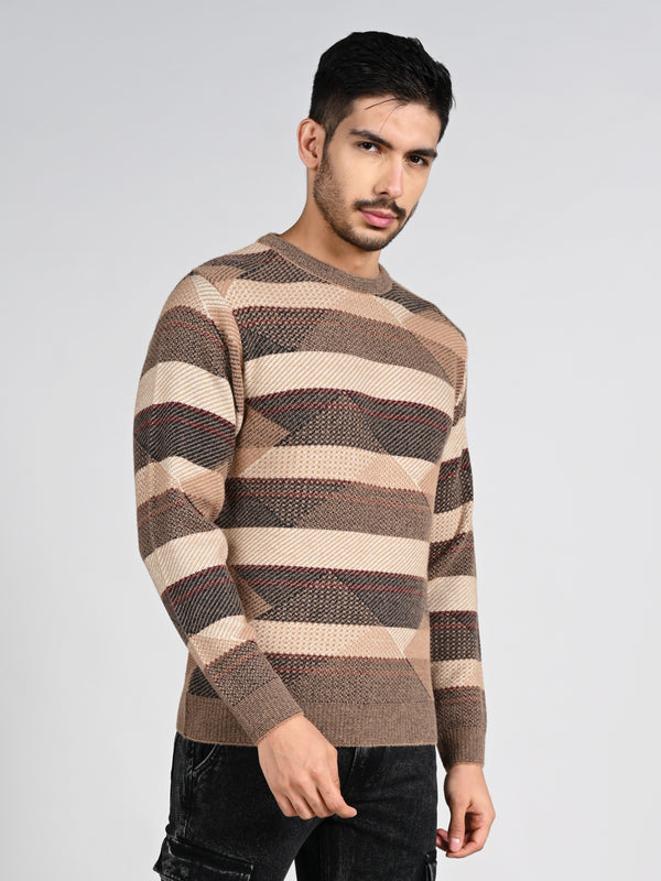 Killer Men Round Neck Brown Sweaters