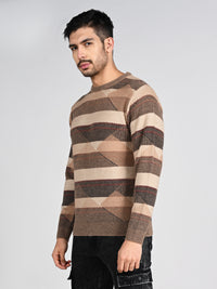 Killer Men Round Neck Brown Sweaters