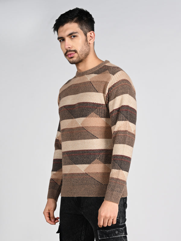 Killer Men Round Neck Brown Sweaters