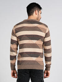 Killer Men Round Neck Brown Sweaters