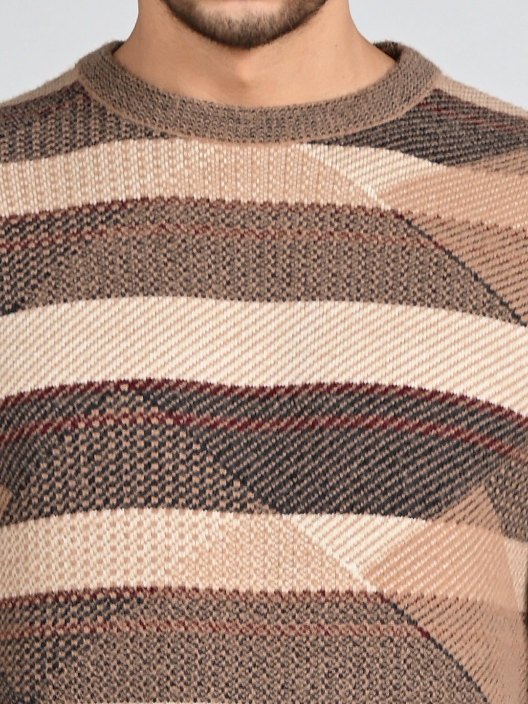 Killer Men Round Neck Brown Sweaters