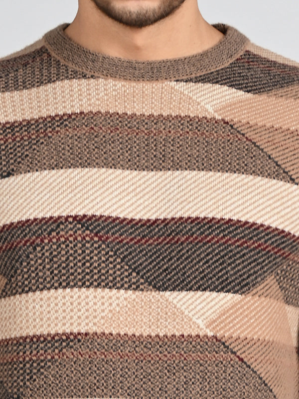 Killer Men Round Neck Brown Sweaters