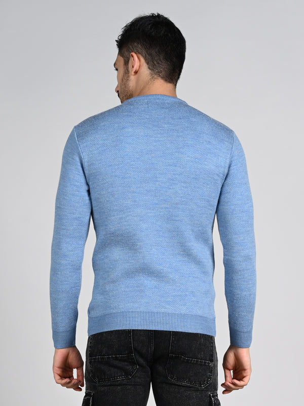 Killer Men Round Neck Light Blue Sweaters