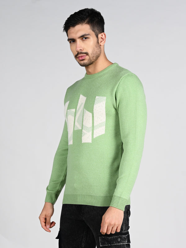 Killer Men Round Neck Light Green Sweaters