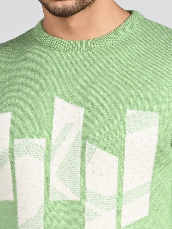 Killer Men Round Neck Light Green Sweaters