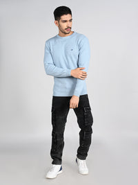 Killer Men Round Neck Light Blue Sweaters