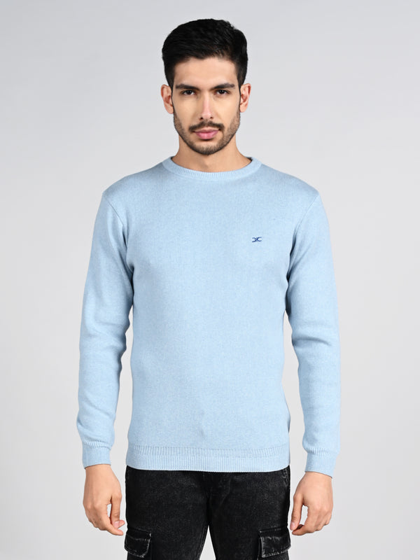 Killer Men Round Neck Light Blue Sweaters