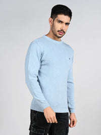 Killer Men Round Neck Light Blue Sweaters