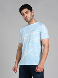 Killer Men Light Blue Printed Round Neck T-Shirts
