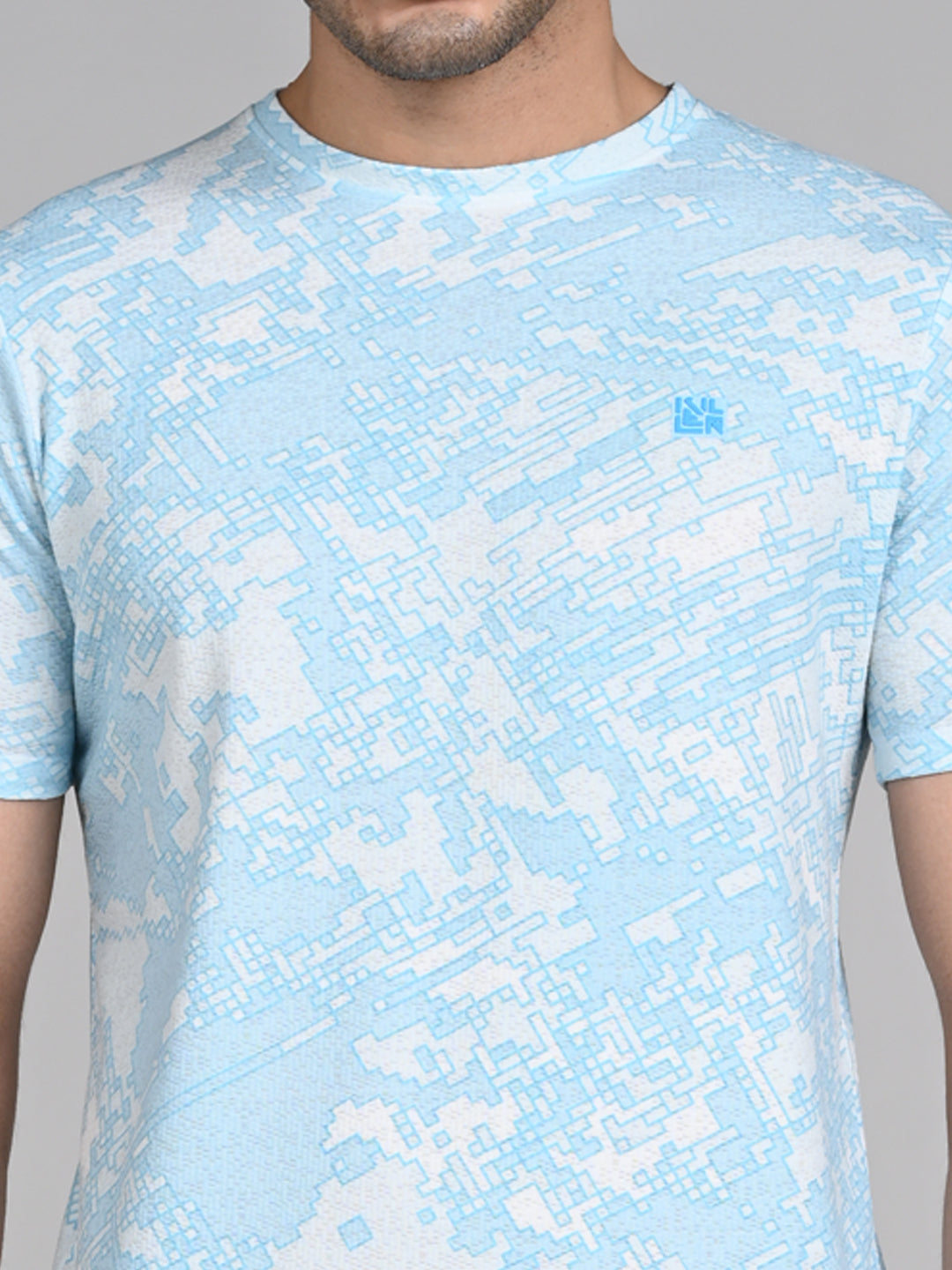 Killer Men Light Blue Printed Round Neck T-Shirts