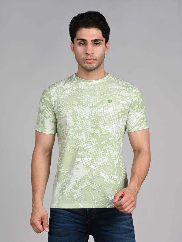 Killer Men Light Green Printed Round Neck T-Shirts