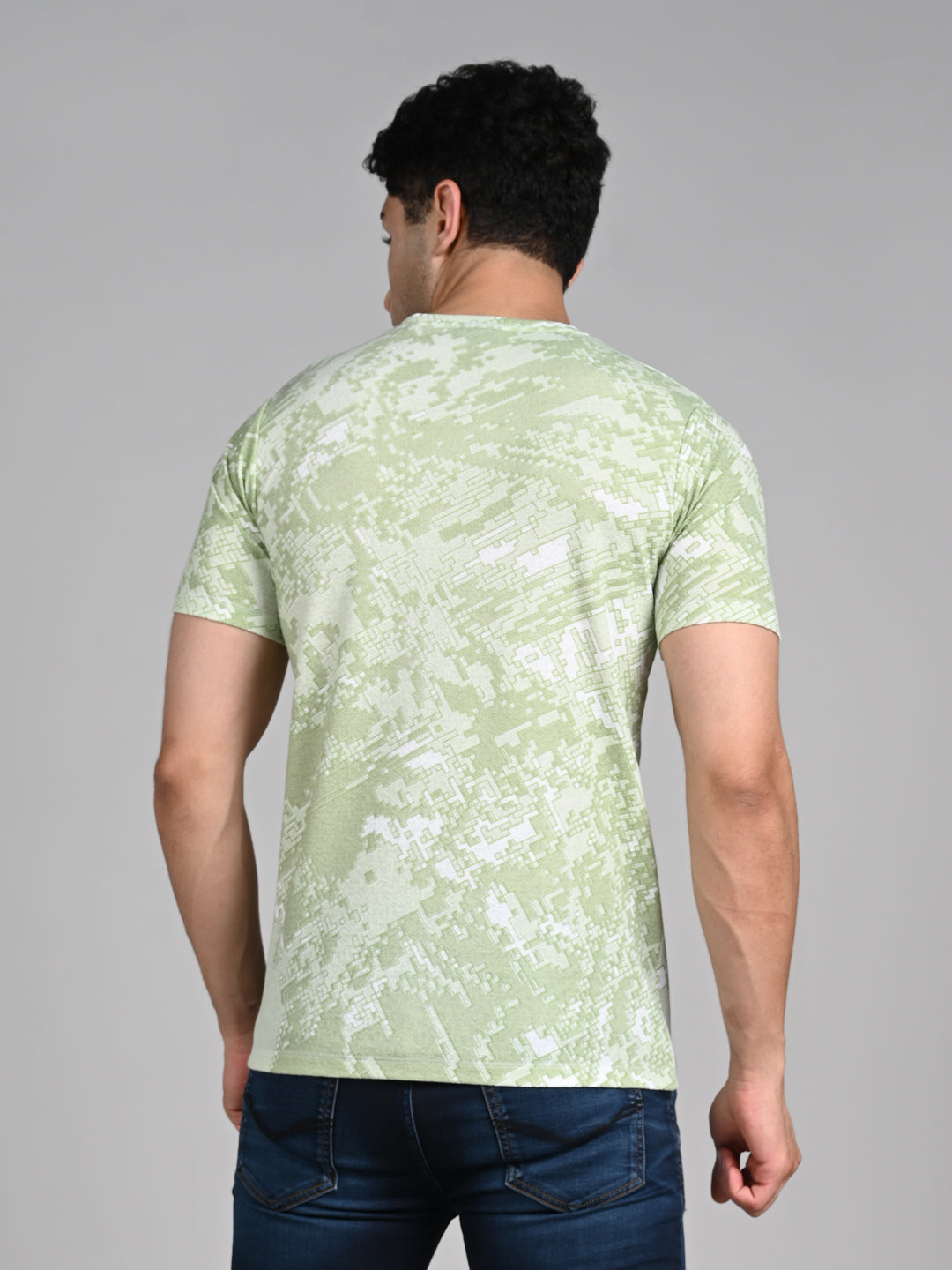 Killer Men Light Green Printed Round Neck T-Shirts