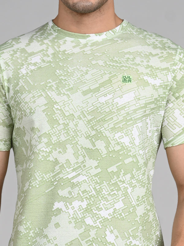 Killer Men Light Green Printed Round Neck T-Shirts