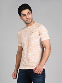 Killer Men Peach Printed Round Neck T-Shirts