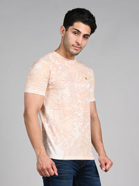 Killer Men Peach Printed Round Neck T-Shirts