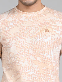 Killer Men Peach Printed Round Neck T-Shirts