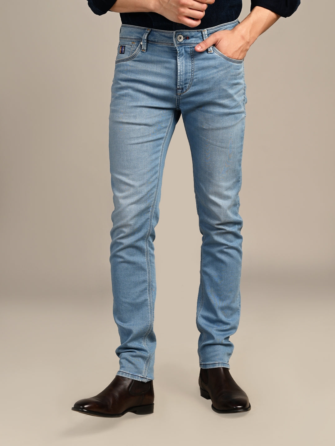 Killer Men Light Blue Solid Slim Fit Jeans