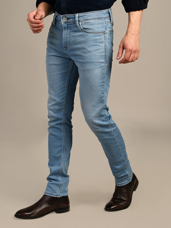 Killer Men Light Blue Solid Slim Fit Jeans