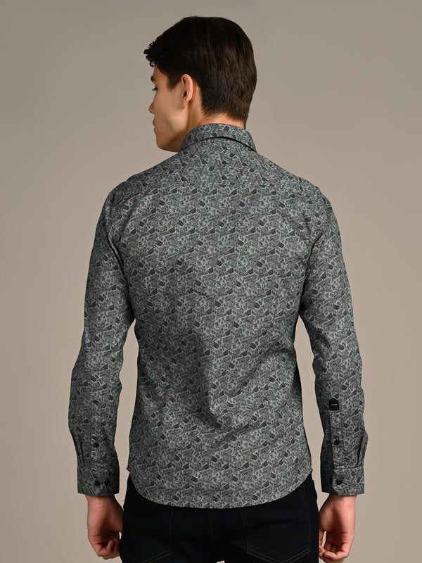 Killer Men Green Printed Slim Fit Shirts