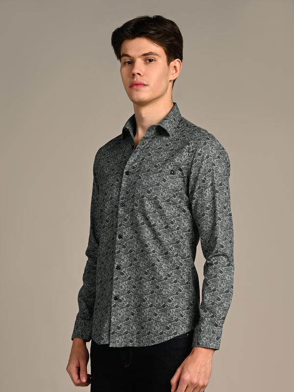 Killer Men Green Printed Slim Fit Shirts