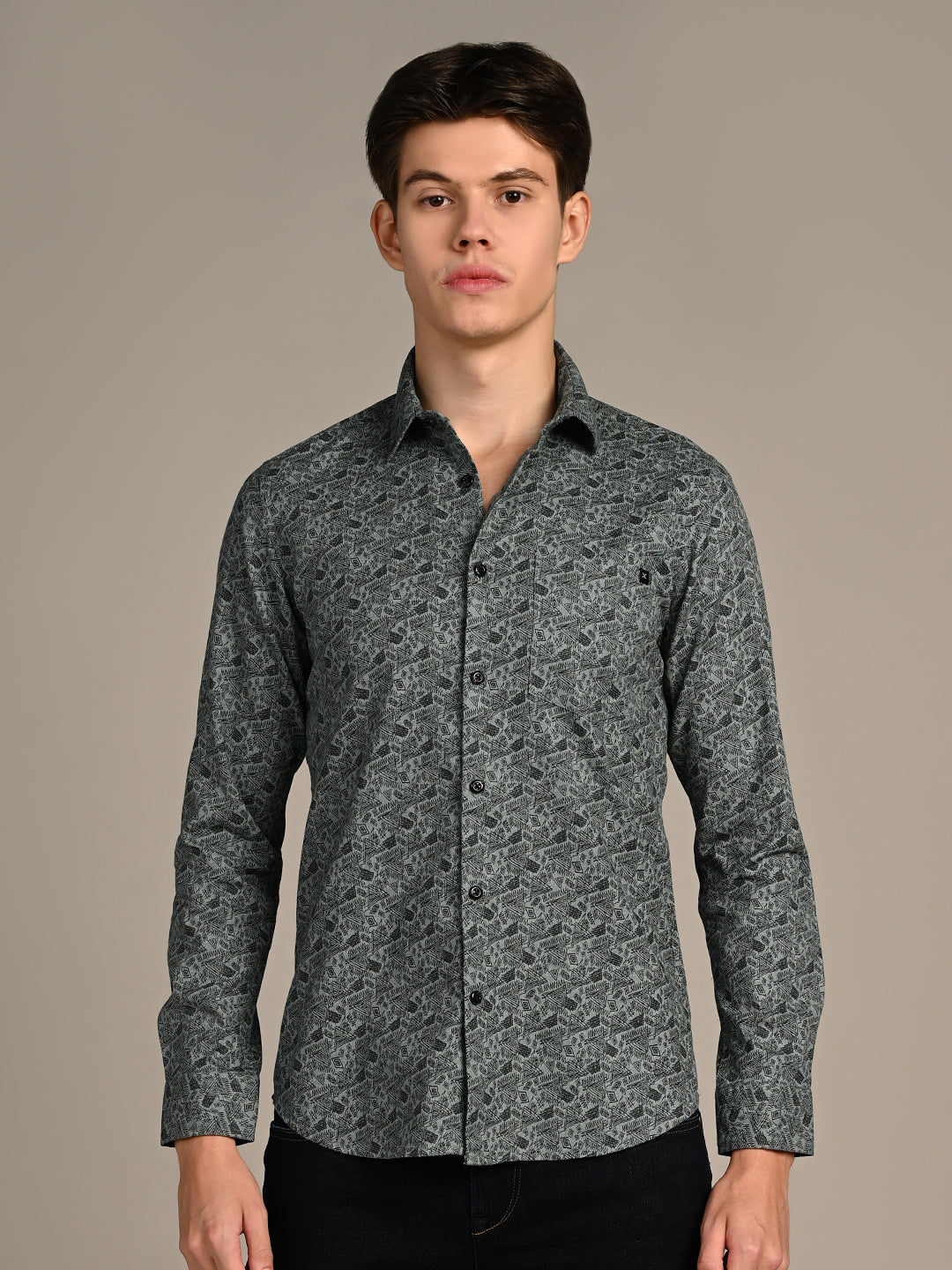 Killer Men Green Printed Slim Fit Shirts