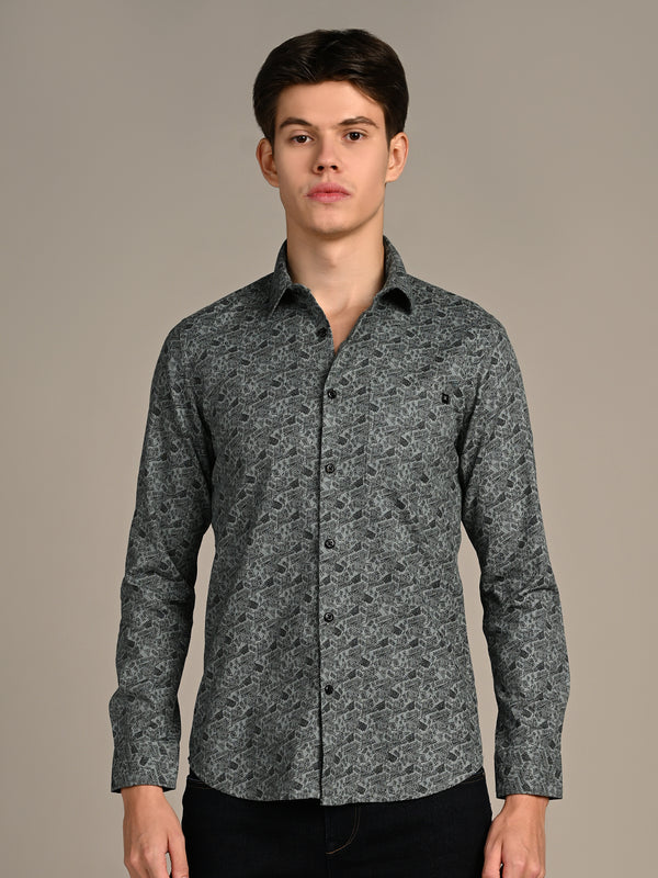 Killer Men Green Printed Slim Fit Shirts