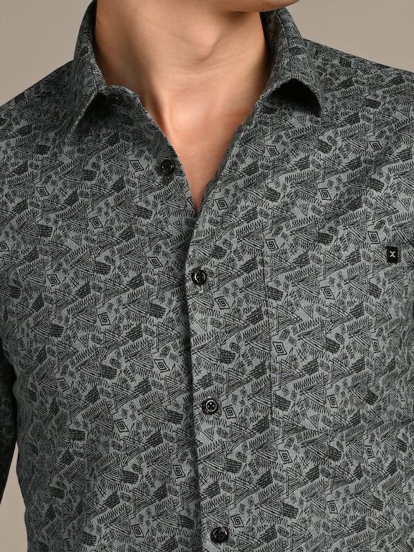 Killer Men Green Printed Slim Fit Shirts