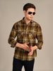 Killer Men Olive Checks Slim Fit Shirts