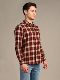 Killer Men Rust Checks Slim Fit Shirts