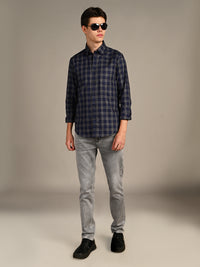 Killer Men Blue Checks Slim Fit Shirts