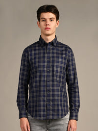 Killer Men Blue Checks Slim Fit Shirts