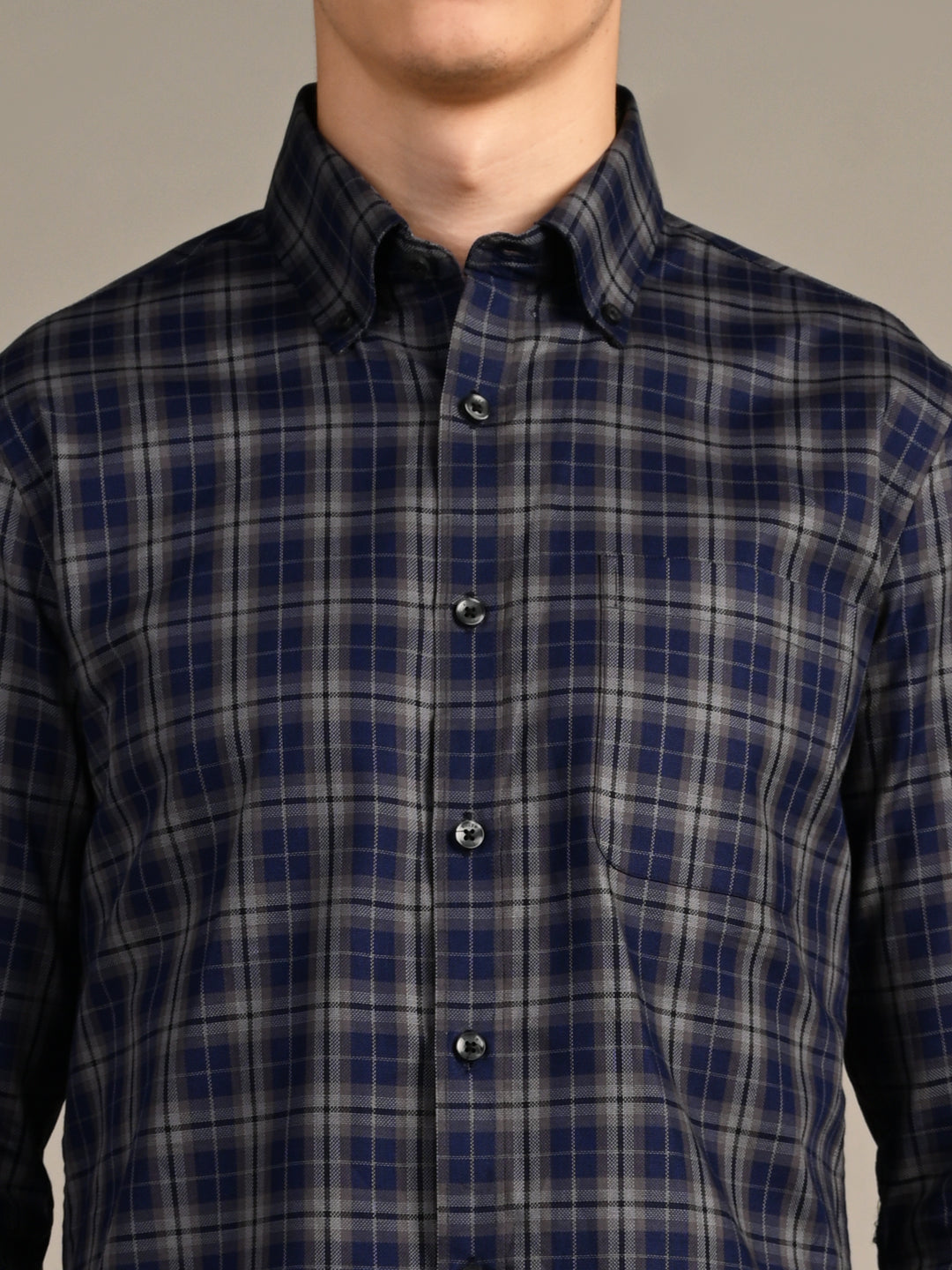 Killer Men Blue Checks Slim Fit Shirts