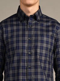 Killer Men Blue Checks Slim Fit Shirts