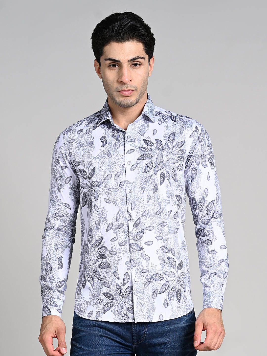 Killer Men White Printed Slim Fit Shirts