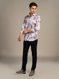 Killer Men Pink Printed Slim Fit Shirts