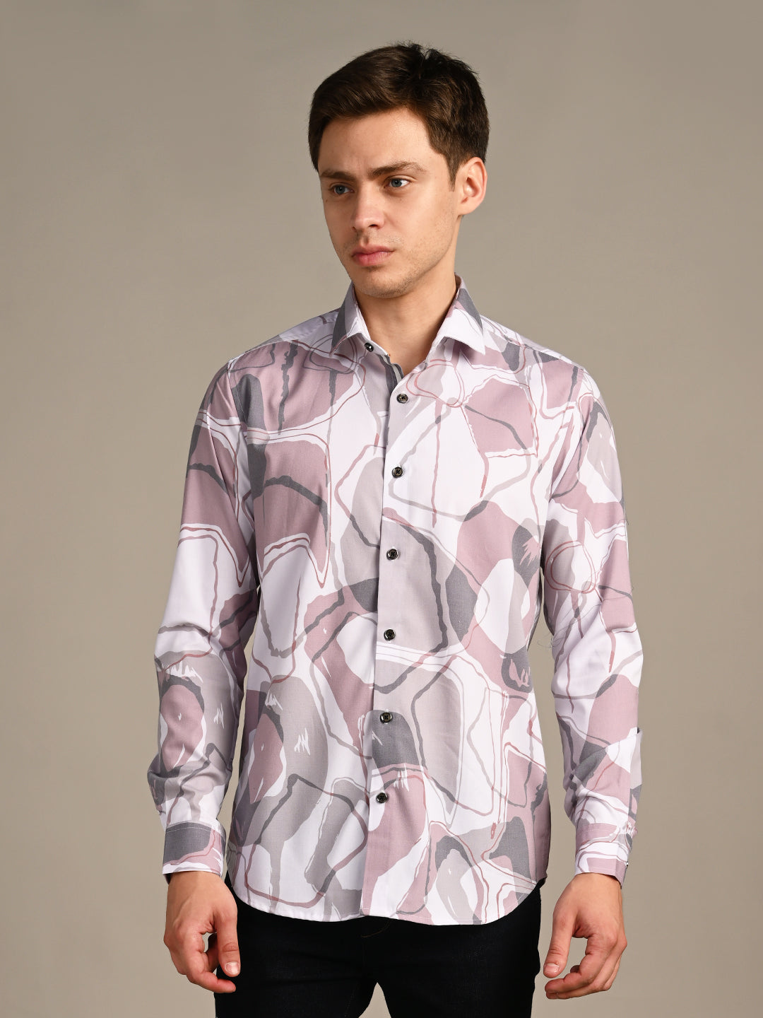 Killer Men Pink Printed Slim Fit Shirts