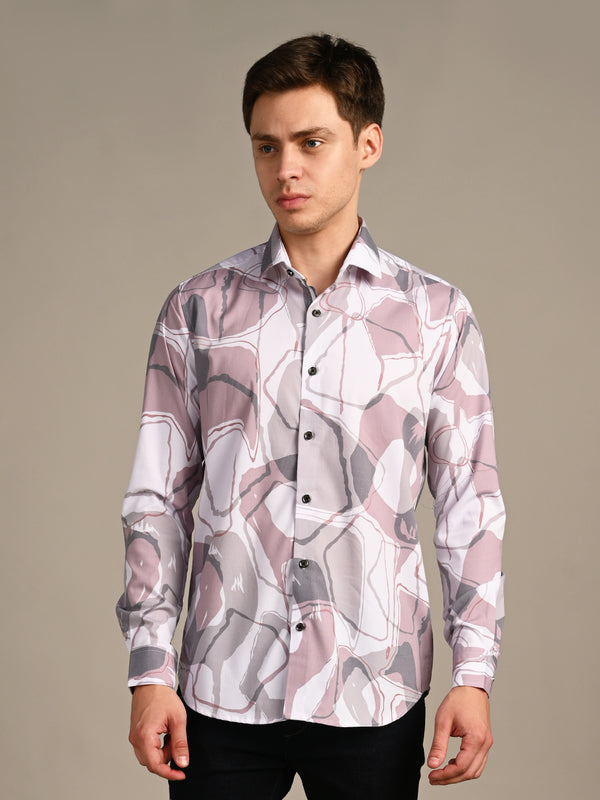 Killer Men Pink Printed Slim Fit Shirts