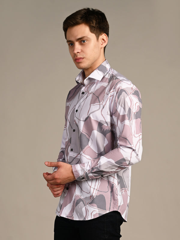 Killer Men Pink Printed Slim Fit Shirts