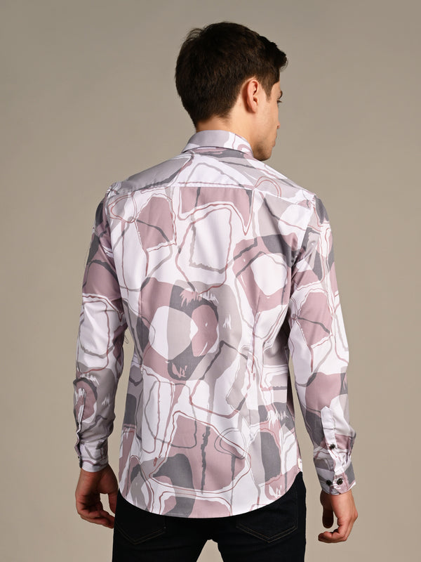Killer Men Pink Printed Slim Fit Shirts