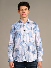 Killer Men Blue Printed Slim Fit Shirts