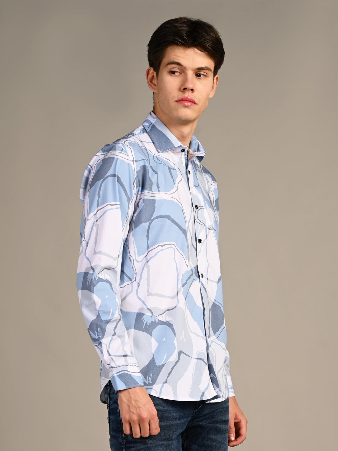 Killer Men Blue Printed Slim Fit Shirts