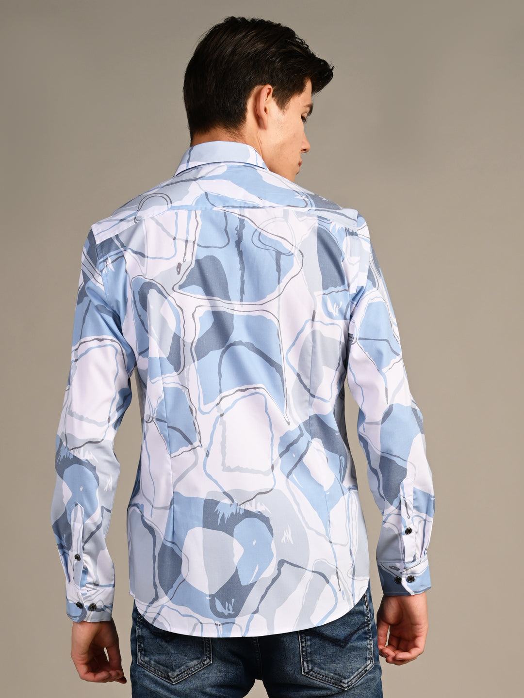 Killer Men Blue Printed Slim Fit Shirts