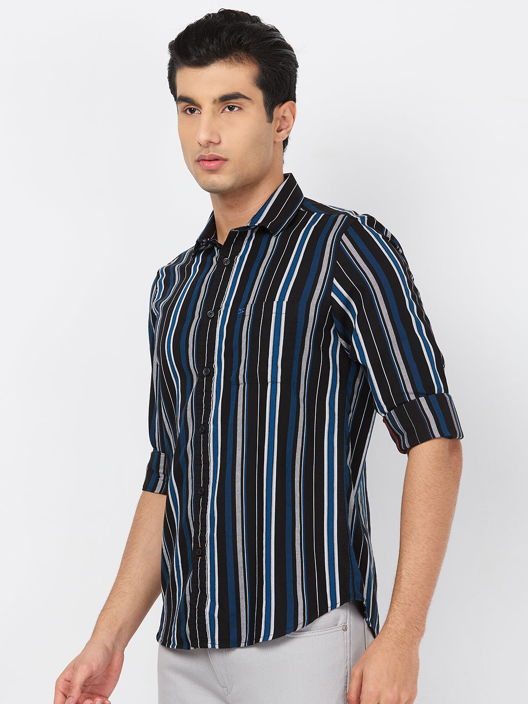 Killer Men Black Stripe Slim Fit Shirts