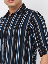 Killer Men Black Stripe Slim Fit Shirts