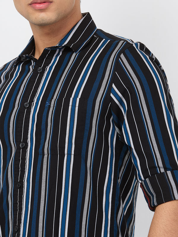Killer Men Black Stripe Slim Fit Shirts