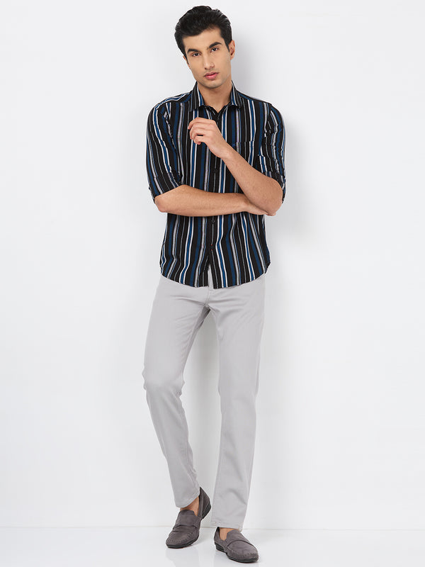 Killer Men Black Stripe Slim Fit Shirts
